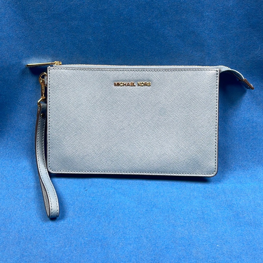Michael Kors Saffiano blue Ceil Wristlet